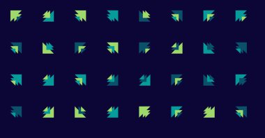 Çoklu üçgenden yapılmış ok şekilli yatay vektör şablonu. Düz arkaplan ile üretken sanat 