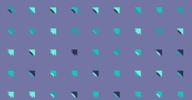 Çoklu üçgenden yapılmış ok şekilli yatay vektör şablonu. Düz arkaplan ile üretken sanat 