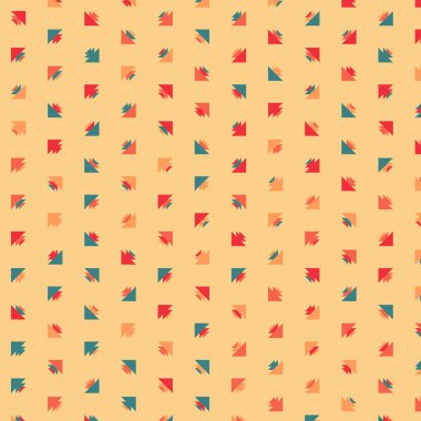 Kare vektör şablonu ve birden fazla üçgenden yapılmış ok figürleri. Düz arkaplan ile üretken sanat 