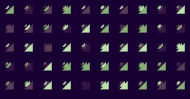 Birden fazla üçgenden oluşan yatay vektör şablonu. Düz arkaplan ile üretken sanat 