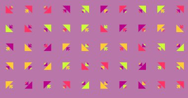 Çoklu üçgenden yapılmış ok şekilli yatay vektör şablonu. Düz arkaplan ile üretken sanat 