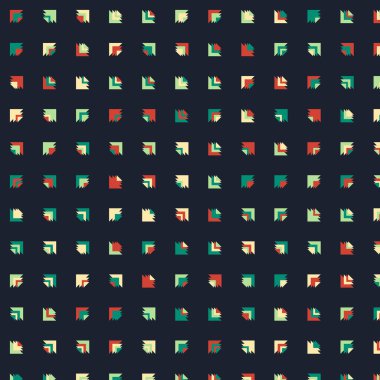 Kare vektör şablonu ve birden fazla üçgenden yapılmış ok figürleri. Düz arkaplan ile üretken sanat  