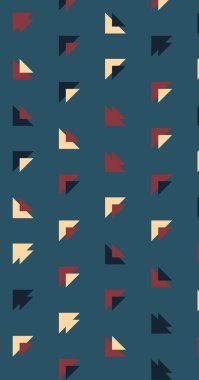 Soyut üçgenlerden oluşan uzun dikey vektör şablonu. Düz arkaplanda üretken sanat