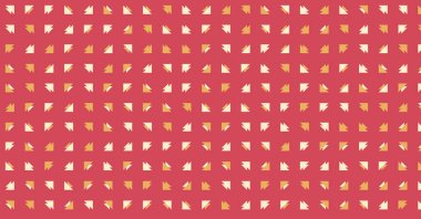 Uzun dikey vektör şablonu ve soyut üçgenlerden oluşan şekiller. Düz arkaplan ile üretken sanat  