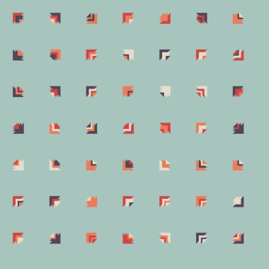 Birden fazla üçgenden oluşan kare vektör şablonu. Düz arkaplan ile üretken sanat 