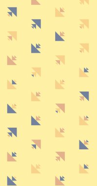 Soyut üçgenlerden oluşan uzun dikey vektör şablonu. Düz arkaplanda üretken sanat