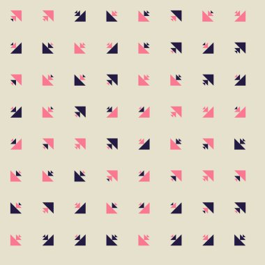 Birden fazla üçgenden oluşan kare vektör şablonu. Düz arkaplan ile üretken sanat 