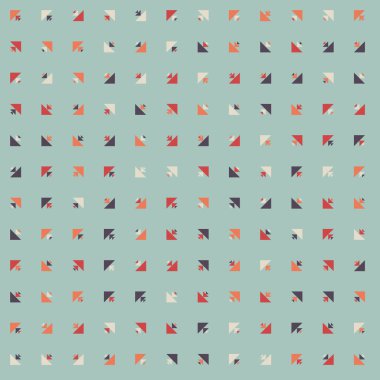 Renkli üçgenlerden oluşan soyut şekillerle kare vektör şablonu. Düz arkaplan ile üretken sanat  