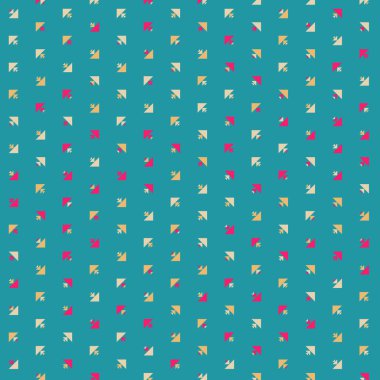 Kare vektör şablonu ve birden fazla üçgenden yapılmış ok figürleri. Düz arkaplan ile üretken sanat 