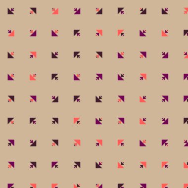 Kare vektör şablonu ve birden fazla üçgenden yapılmış ok figürleri. Düz arkaplan ile üretken sanat 