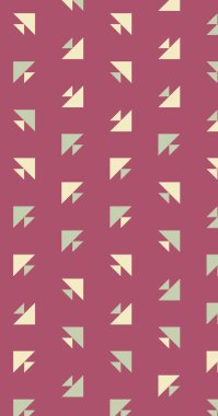 Uzun dikey vektör şablonu ve soyut üçgenlerden oluşan şekiller. Düz arkaplan ile üretken sanat  