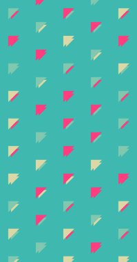 Uzun dikey vektör şablonu ve soyut üçgenlerden oluşan şekiller. Düz arkaplan ile üretken sanat  