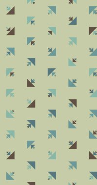 Soyut üçgenlerden oluşan uzun dikey vektör şablonu. Düz arkaplanda üretken sanat