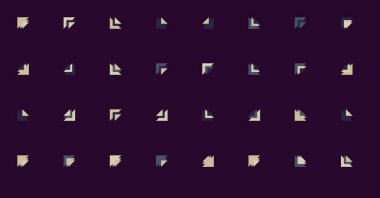 Çoklu üçgenden yapılmış ok şekilli yatay vektör şablonu. Düz arkaplan ile üretken sanat 