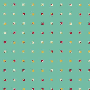 Birden fazla üçgenden oluşan kare vektör şablonu. Düz arkaplan ile üretken sanat 