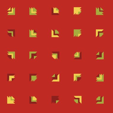 Kare vektör şablonu ve birden fazla üçgenden yapılmış ok figürleri. Düz arkaplan ile üretken sanat  