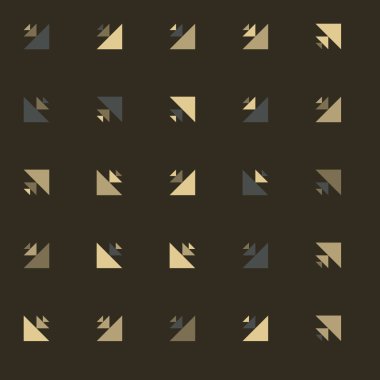 Kare vektör şablonu ve birden fazla üçgenden yapılmış ok figürleri. Düz arkaplan ile üretken sanat 