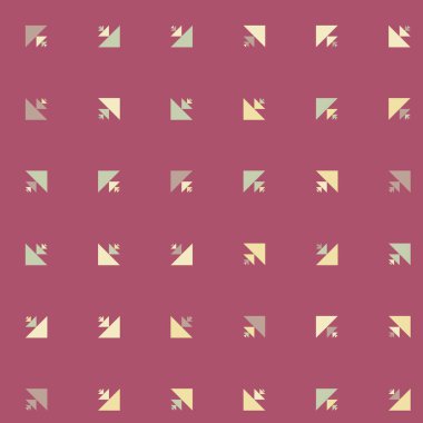 Kare vektör şablonu ve birden fazla üçgenden yapılmış ok figürleri. Düz arkaplan ile üretken sanat 