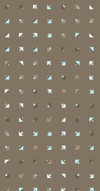 Uzun dikey vektör şablonu ve soyut üçgenlerden oluşan şekiller. Düz arkaplan ile üretken sanat  