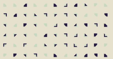 Kare vektör şablonu ve birden fazla üçgenden yapılmış ok figürleri. Düz arkaplan ile üretken sanat 