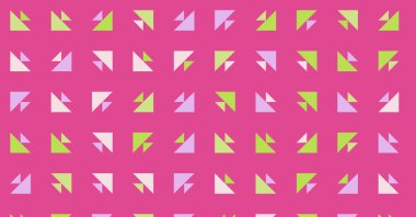 Üçgenlerden oluşan soyut şekillerle yatay vektör şablonu. Düz arkaplanda üretken sanat