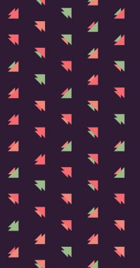 Birden fazla üçgenden oluşan uzun dikey vektör şablonu. Düz arkaplan ile üretken sanat 