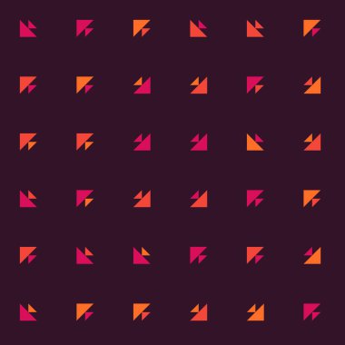 Renkli üçgenlerden oluşan soyut şekillerle kare vektör şablonu. Düz arkaplan ile üretken sanat  