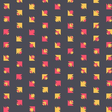 Renkli üçgenlerden oluşan soyut şekillerle kare vektör şablonu. Düz arkaplan ile üretken sanat  