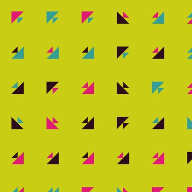 Kare vektör şablonu ve birden fazla üçgenden yapılmış ok figürleri. Düz arkaplan ile üretken sanat  