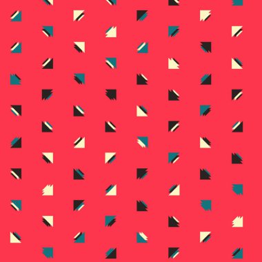 Kare vektör şablonu ve birden fazla üçgenden yapılmış ok figürleri. Düz arkaplan ile üretken sanat 