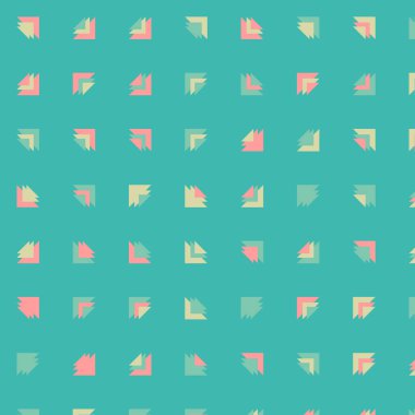 Kare vektör şablonu ve birden fazla üçgenden yapılmış ok figürleri. Düz arkaplan ile üretken sanat  