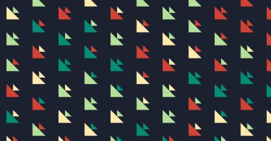 Çoklu üçgenden yapılmış ok şekilli yatay vektör şablonu. Düz arkaplan ile üretken sanat 