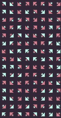 Birden fazla üçgenden oluşan uzun dikey vektör şablonu. Düz arkaplan ile üretken sanat 