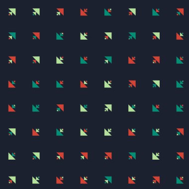 Birden fazla üçgenden oluşan çok amaçlı kare vektör şablonu. Düz arkaplan ile üretken sanat 