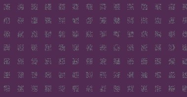 Noktalardan oluşan uzun yatay vektör şablonu. Renkli arka plana sahip üretken sanat 