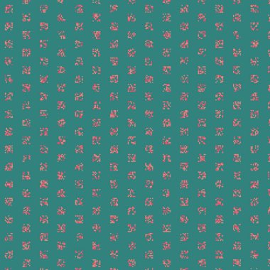 Noktalardan oluşan soyut şekillerle kare vektör şablonu. Renkli arka plana sahip üretken sanat 