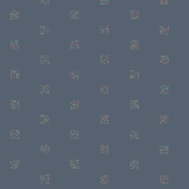 Noktalardan oluşan soyut şekillerle kare vektör şablonu. Renkli arka plana sahip üretken sanat 