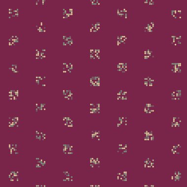 Noktalardan oluşan soyut şekillerle kare vektör şablonu. Renkli arka plana sahip üretken sanat 