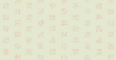 Noktalardan oluşan uzun yatay vektör şablonu. Renkli arka plana sahip üretken sanat 