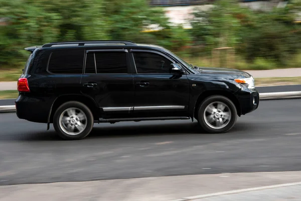 Ukraine Kyiv September 2020 Black Lexus Car Moving Street — Stock Photo, Image