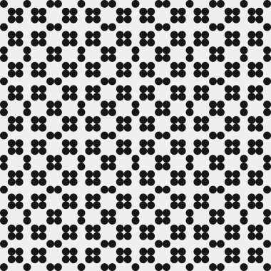 Siyah noktaların soyut desen süslemesi, daireler, beyaz arkaplanda, üretken hesaplama sanatı çizimi, simetrik, geometrik tek renkli arkaplan