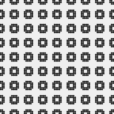 Beyaz arkaplanda siyah noktaların soyut desen süslemesi, üretken hesaplama sanatı çizimi, simetrik, geometrik, tek renkli arkaplan