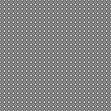 Beyaz arkaplanda siyah noktaların soyut desen süslemesi, üretken hesaplama sanatı çizimi, simetrik, geometrik, tek renkli arkaplan