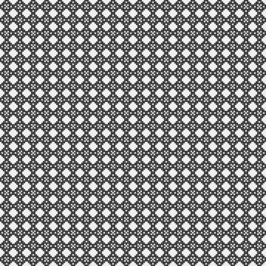 Beyaz arkaplanda siyah noktaların soyut desen süslemesi, üretken hesaplama sanatı çizimi, simetrik, geometrik, tek renkli arkaplan