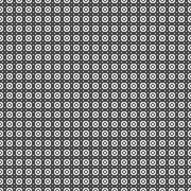 Siyah noktaların soyut desen süslemesi, daireler, beyaz arkaplanda, üretken hesaplama sanatı çizimi, simetrik, geometrik tek renkli arkaplan