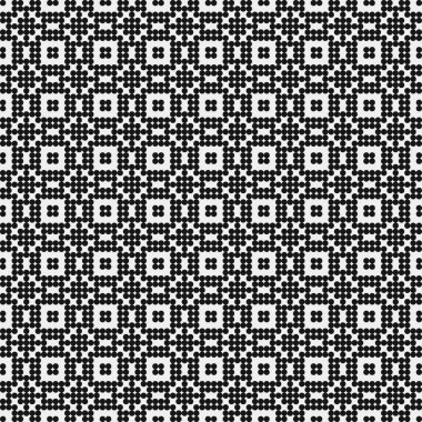 Beyaz arkaplanda siyah noktaların soyut desen süslemesi, üretken hesaplama sanatı çizimi, simetrik, geometrik, tek renkli arkaplan