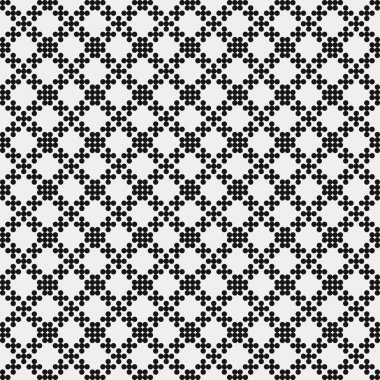 Beyaz arkaplanda siyah noktaların soyut desen süslemesi, üretken hesaplama sanatı çizimi, simetrik, geometrik, tek renkli arkaplan