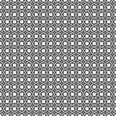 Beyaz arkaplanda siyah noktaların soyut desen süslemesi, üretken hesaplama sanatı çizimi, simetrik, geometrik, tek renkli arkaplan