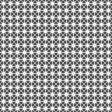 Siyah noktaların soyut desen süslemesi, daireler, beyaz arkaplanda, üretken hesaplama sanatı çizimi, simetrik, geometrik tek renkli arkaplan