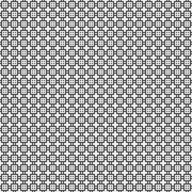 Siyah noktaların soyut desen süslemesi, daireler, beyaz arkaplanda, üretken hesaplama sanatı çizimi, simetrik, geometrik tek renkli arkaplan